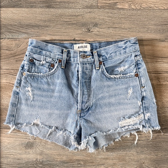 Agolde Pants - Agolde Women's Ripped Jean Shorts - Light Blue